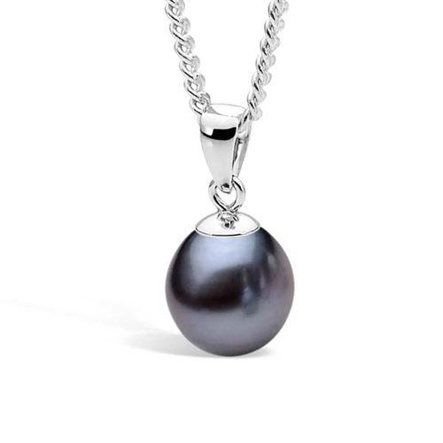 Ikecho Sterling Silver Dyed Black 10-10.5mm FWP Pendant