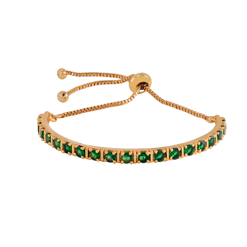 ESTELE Candy GREEN Crystal Stone Gold Plated Bracelet for women( adjustable)