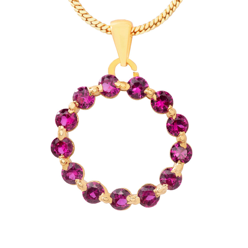 Estele 24Kt Gold Plated Trendy Candy Pendant with fancy Pink Crystals