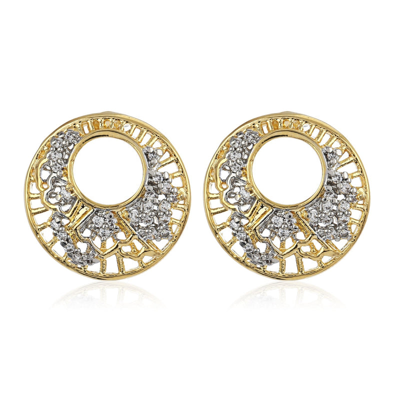 Estele AD Stone Round Stud Earrings