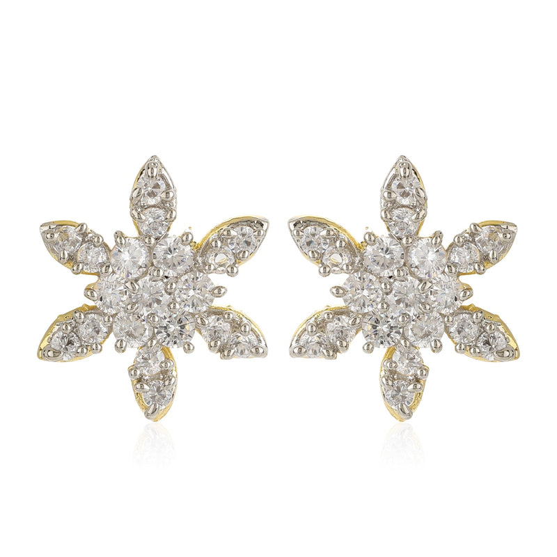 Estele White AD Stone Stud Earrings