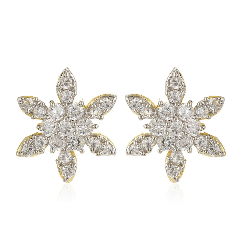 Estele White AD Stone Stud Earrings