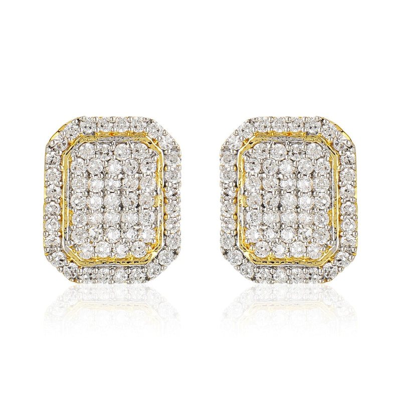 Estele Gold Plated Ad Stone Square Shaped Stud Earrings