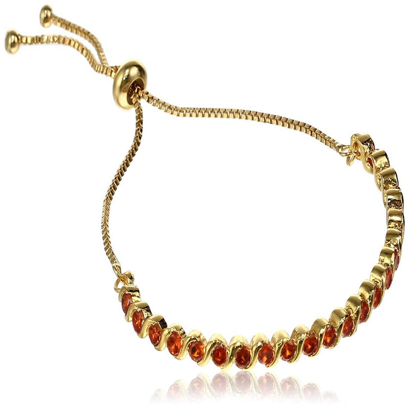 Estele Gold Plated Bracelet with Orange American Diamonds Bracelet   for women
