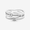 Triple Band Sterling Silver Ring with Clear Cubic