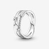 Triple Band Sterling Silver Ring with Clear Cubic