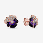 Pandora Pansy 14K RG Stud CZ Earrings