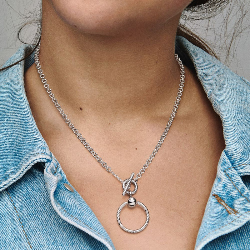 Pandora T-bar O-Pendant Sterling Silver Necklace