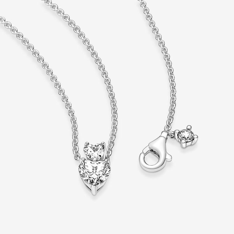 Heart Sterling Silver Collier with Clear Cubic Zirconia