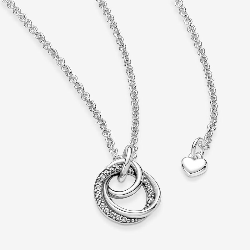 Encircled Sterling Silver Necklace with Clear Cubic Zirconia