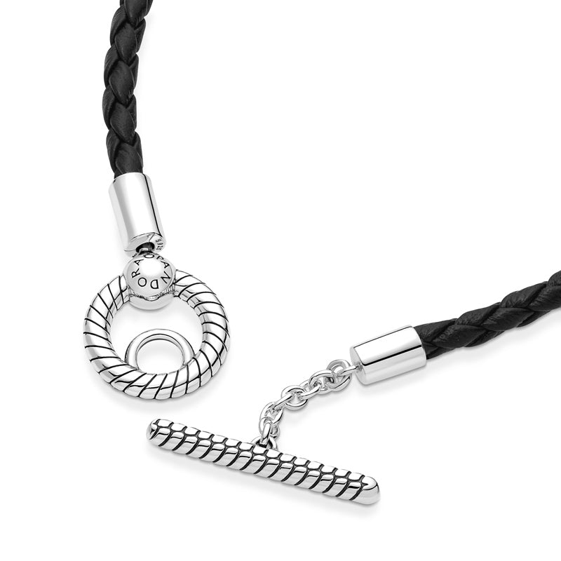 Pandora STG Toggle Black Leather Bracelet