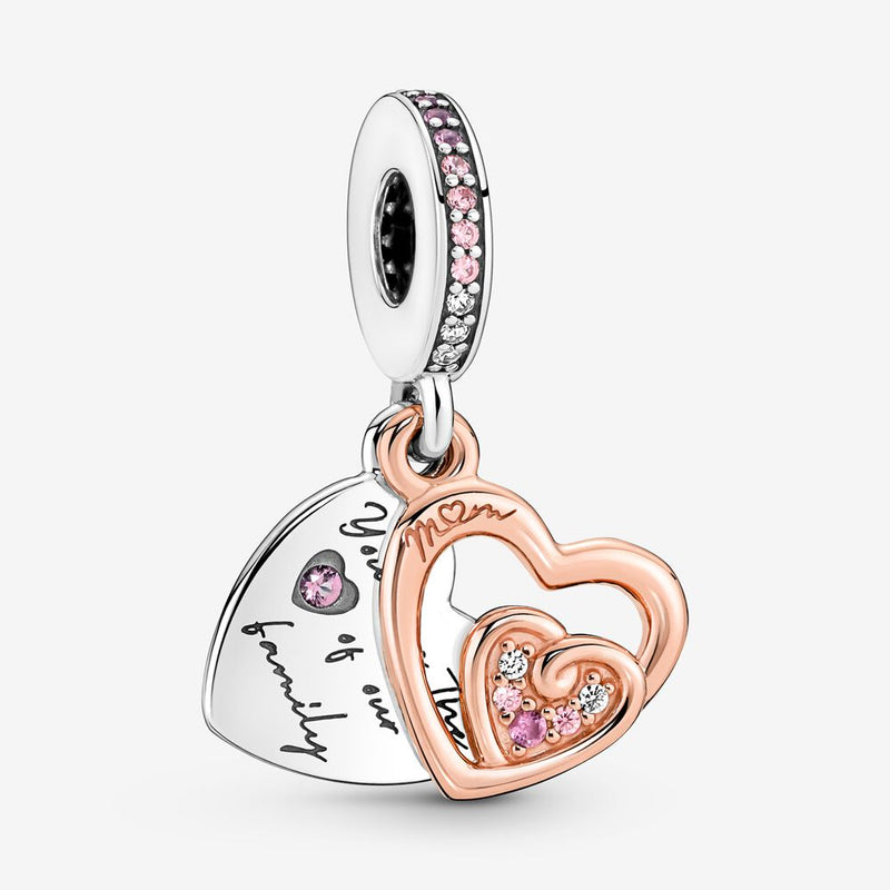 Double Heart Sterling Silver and 14k Rose Gold-Plated