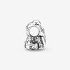 Mother Dog and Puppy Sterling Silver Charm with Black