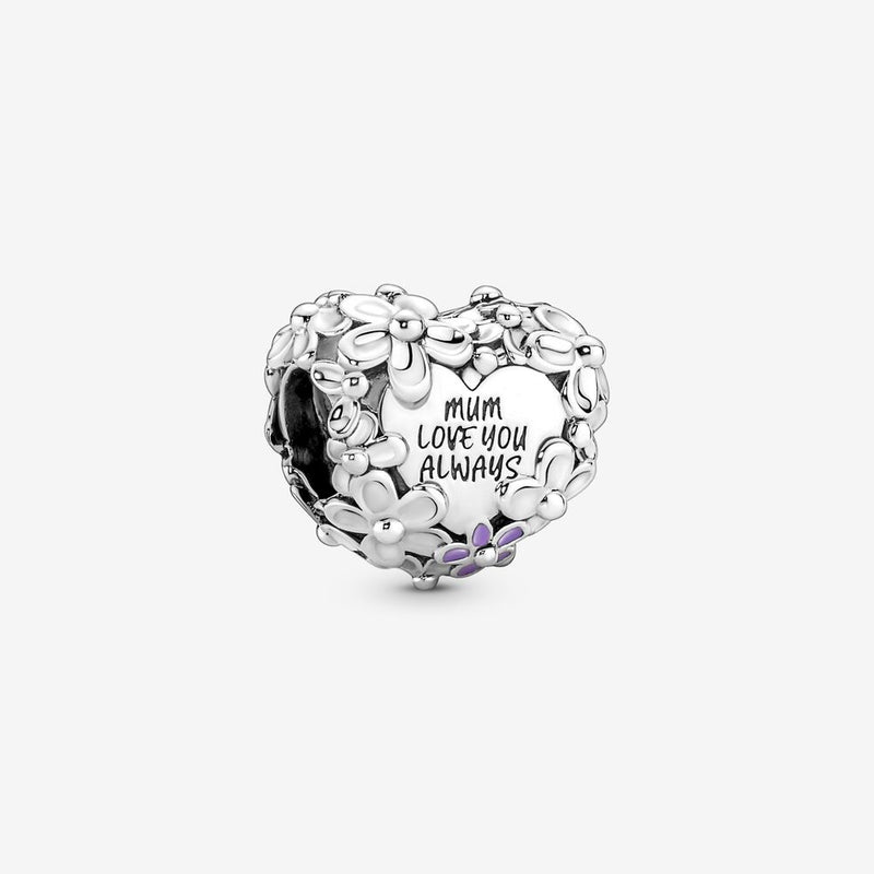 Heart Sterling Silver Charm with Pink and Violet