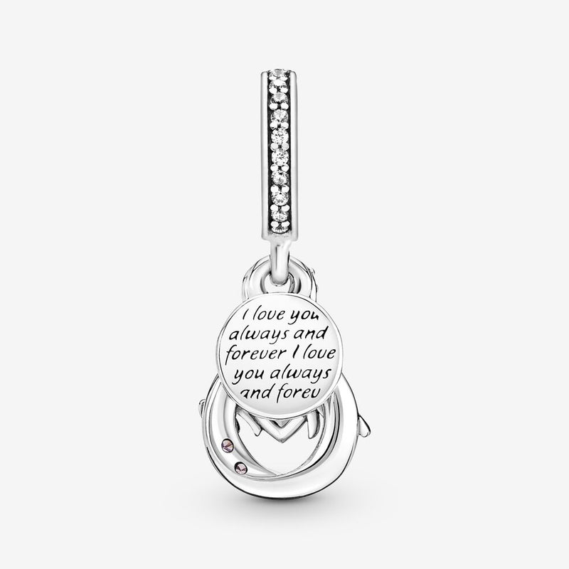 Mom Infinity Sterling Silver Dangle with Clear Cubic Zirconia