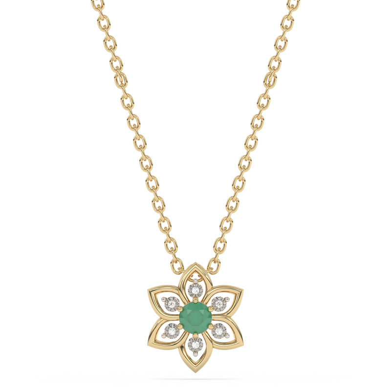 Nirvana 9ct YG Emerald 0.01ct Diamond Pendant