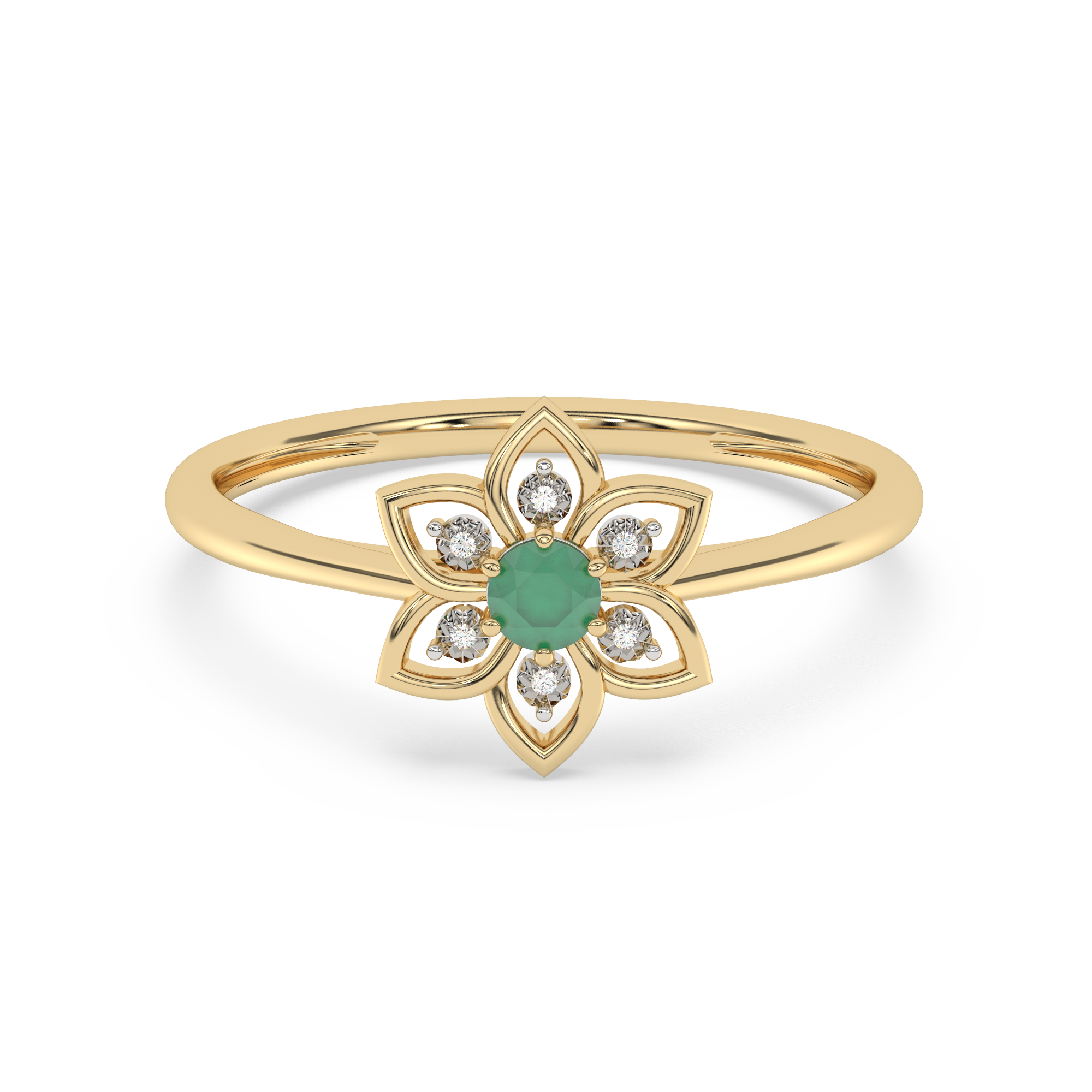 Nirvana 9ct YG Emerald 0.01ct Diamond Ring Prouds Fiji