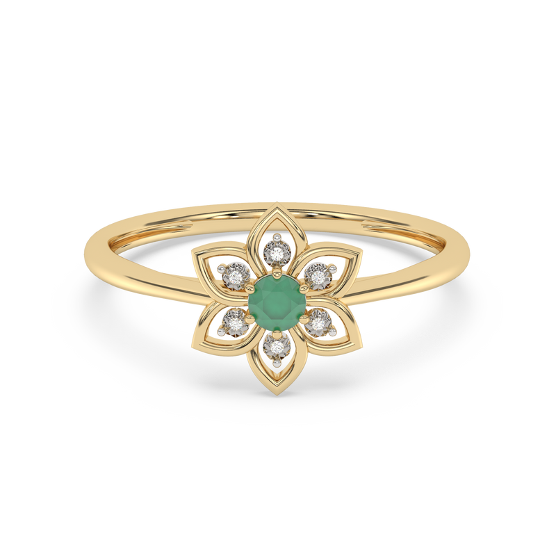 Nirvana 9ct YG Emerald 0.01ct Diamond Ring