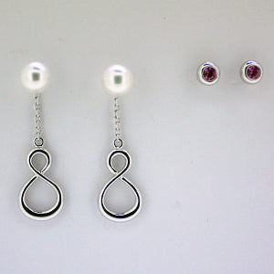 Mikimoto18K White Gold 0.12ct Pink Sapphire & 5.5mm Akoya Cultured Pearl Earring B340HE05447U