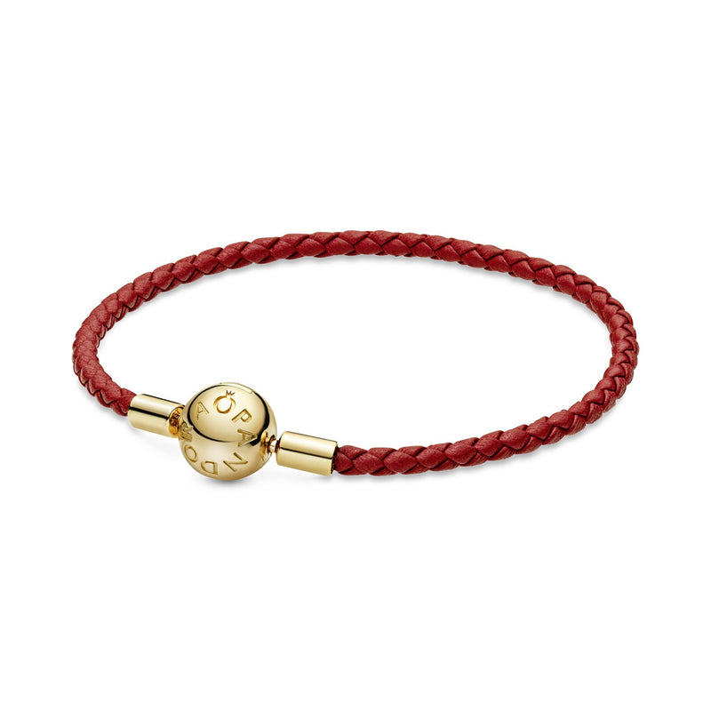 Pandora Shine red leather bracelet