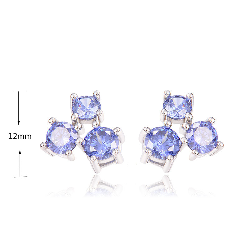 J&T STG Round 4mm4.5mm5mmTanzanite CZ Earring