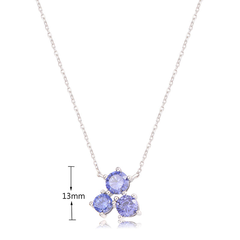 J&T STG Round 5mm5.5mm6mm Tanzanite CZ Necklace 42+3cm