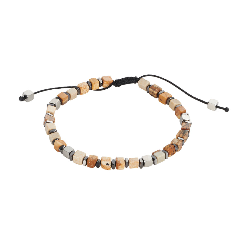 Cudworth Savage - Semi-Precious Ste Brass Beads- S-Steel Macrame Bracelet