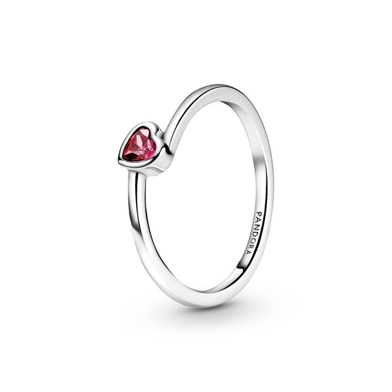 Pandora Red Tilted Heart Solitaire Ring