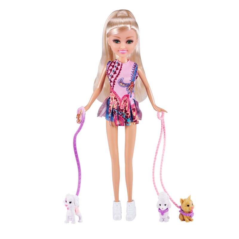 WT Sparkle Girlz 10.5" Doll Dog Walker