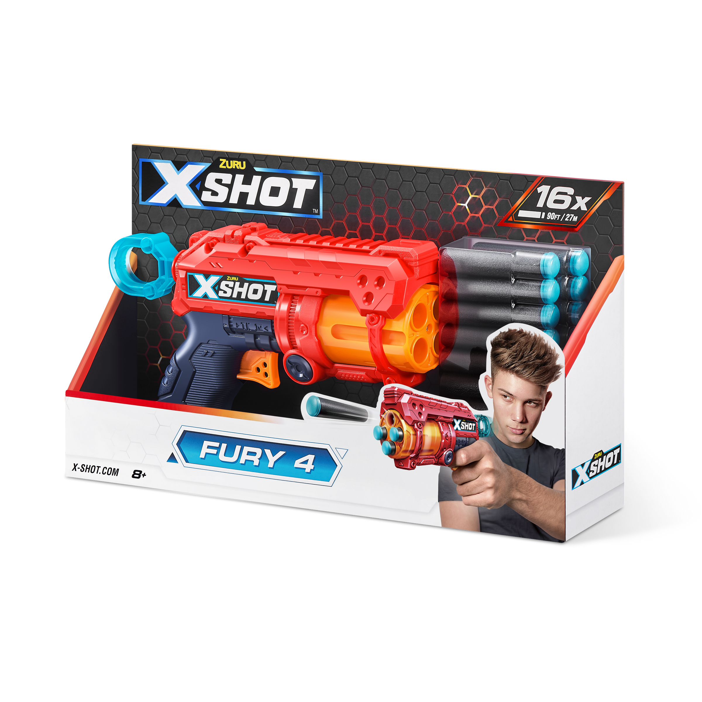 X-Shot Excel Fury 4 Foam Dart Blaster (16 Darts) by ZURU