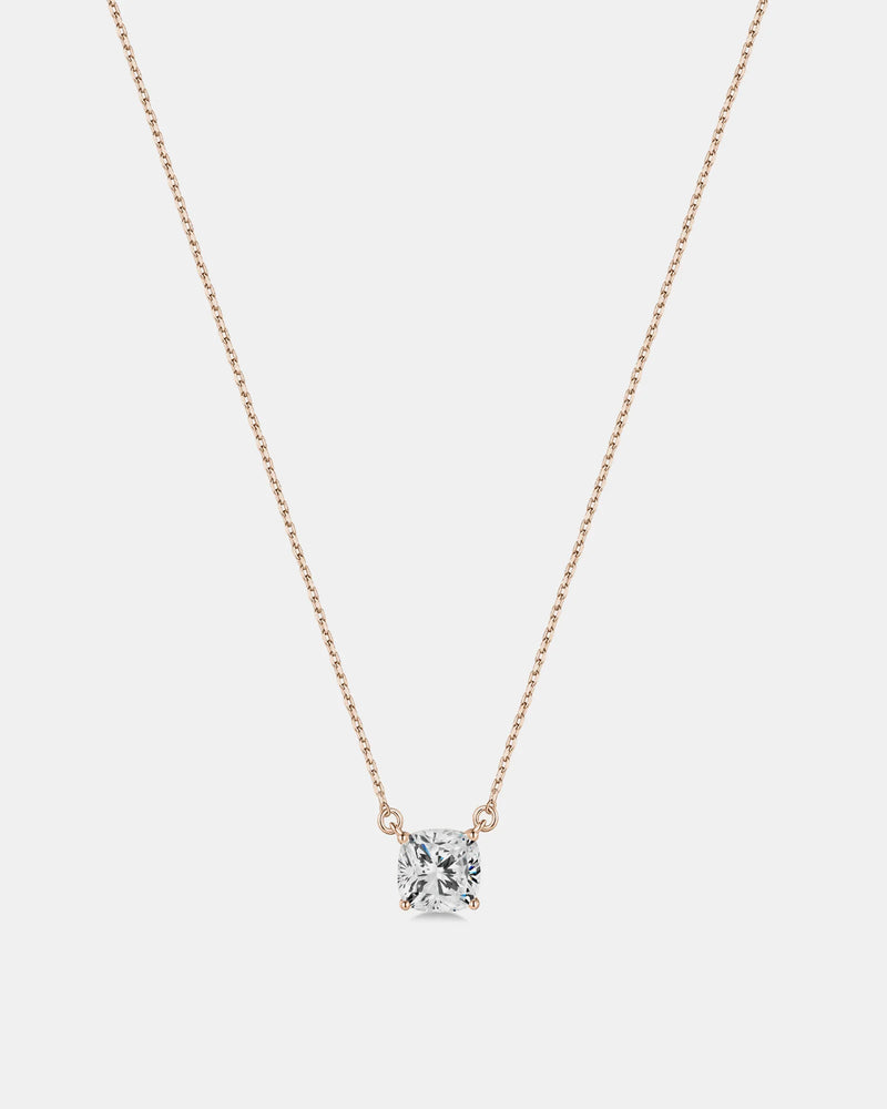 Mestige CZ Cushion Solatire Rose Gold Necklace – Prouds Fiji