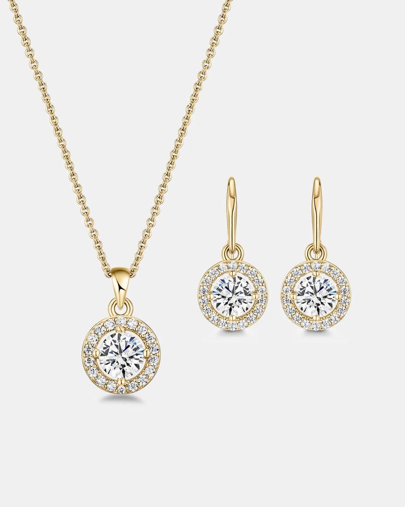 Mestige CZ Nylah Gold Necklace & Earring Set