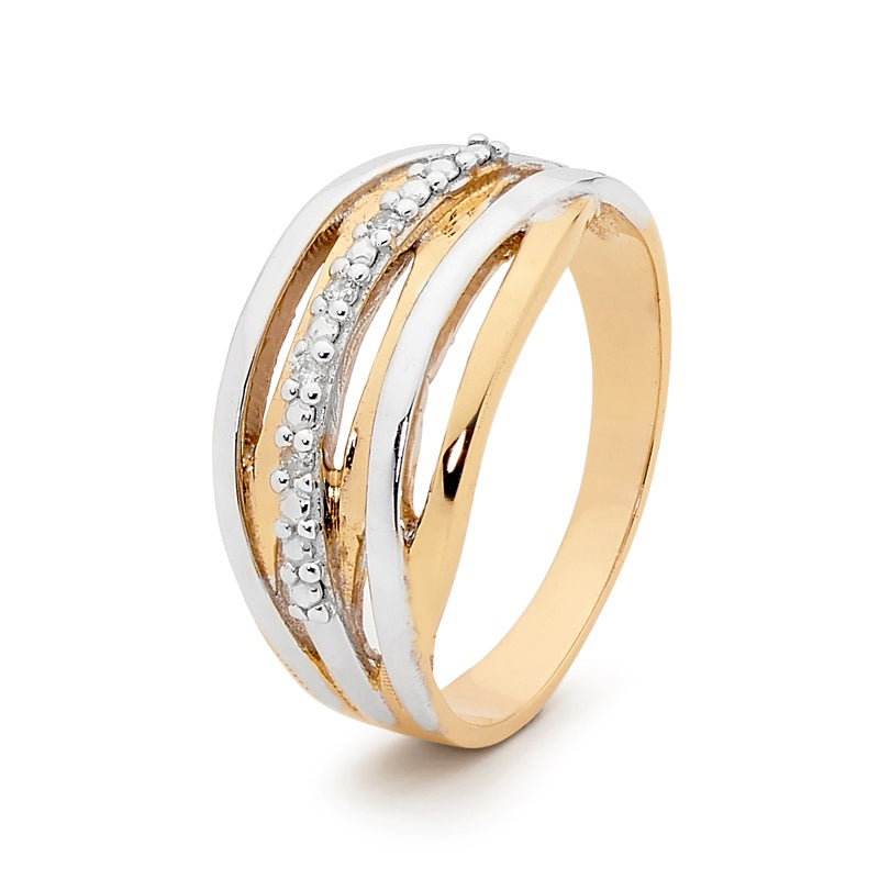 Bee 9ct YG Diamond Studded Ring