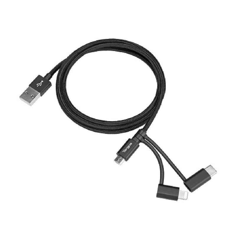 TARGUS 3 IN 1 MFI CABLE 1.2M BLK