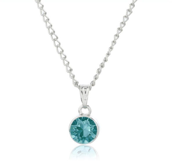 Estele Aquamarine Austrian Stones Birthstone Pendant Necklace For Women