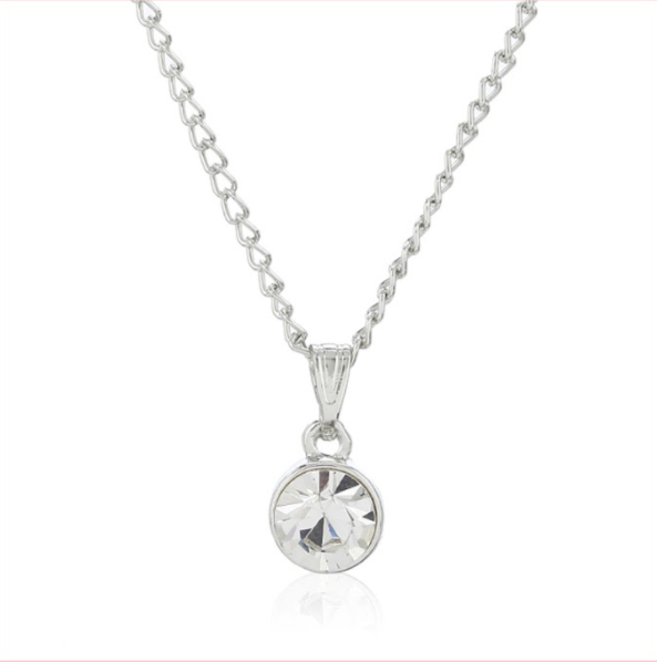 Estele White Diamond Austrian Stones Birthstone Pendant Necklace For Women