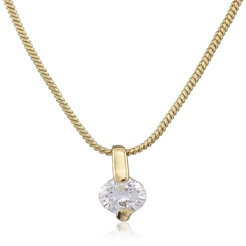 Estele - 24 KT gold plated timeless Solitaire Diamond Pendant